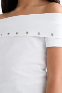 DeFacto Slim Fit Narrow Cut Off Shoulder Collar Printed Ribbed Short Sleeve T-Shirt Girl Child - Image 7