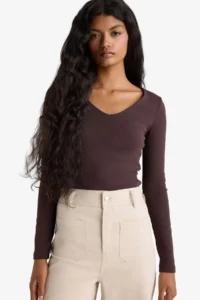 DeFacto Slim Fit Basic Plain Modal Long Sleeve T-Shirt - Image 3