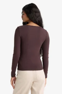 DeFacto Slim Fit Basic Plain Modal Long Sleeve T-Shirt - Image 6