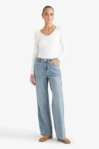 DeFacto Slim Fit Basic Plain Modal Long Sleeve T-Shirt - Image 2