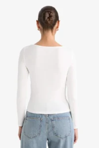 DeFacto Slim Fit Basic Plain Modal Long Sleeve T-Shirt - Image 6
