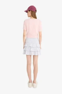 DeFacto Normal Waist Flounced Combed Cotton Lining Combed Cotton Mini Skirt - Image 6