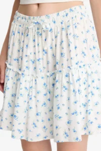 DeFacto Floral Patterned High Waist Combed Cotton Lining Crinkle Viscose Mini Skirt - Image 5