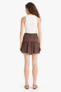 DeFacto Patterned High Waist Combed Cotton Lining Crinkle Viscose Mini Skirt - Image 6