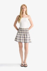 DeFacto A Cut Checkered Mini Skirt - Image 2