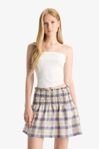 DeFacto A Cut Checkered Mini Skirt - Image 4