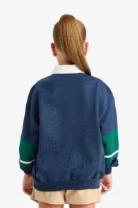 DeFacto Relax Fit Polo Neck Printed School Sweatshirt Girls - Image 2