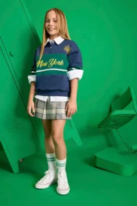 DeFacto Relax Fit Polo Neck Printed School Sweatshirt Girls - Image 5