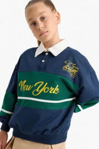 DeFacto Relax Fit Polo Neck Printed School Sweatshirt Girls - Image 6