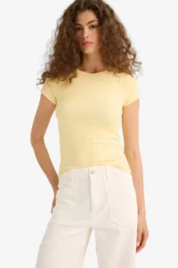 DeFacto Slim Fit Narrow Cut Crew Neck Basic Plain Short Sleeve T-Shirt - Image 5