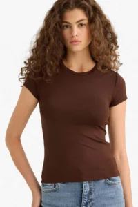 DeFacto Slim Fit Narrow Cut Crew Neck Basic Plain Short Sleeve T-Shirt