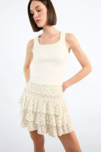 DeFacto Floral Beli Elastic Mini Skirt - Image 5