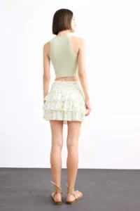 DeFacto Elastic Waist Floral Patterned Flounce Mini Skirt - Image 6