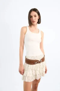 DeFacto Elastic Waist Floral Patterned Flounce Mini Skirt - Image 5