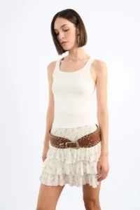 DeFacto Elastic Waist Floral Patterned Flounce Mini Skirt - Image 6