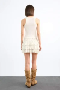 DeFacto Elastic Waist Floral Patterned Flounce Mini Skirt - Image 8