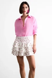 DeFacto Elastic Waist Floral Patterned Flounce Mini Skirt - Image 4