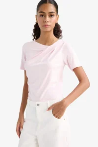 DeFacto slim Fit Boat Neck Short Sleeve T-Shirt - Image 3
