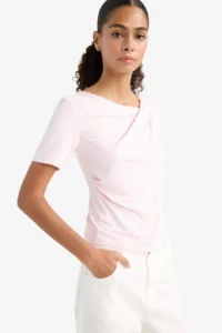 DeFacto slim Fit Boat Neck Short Sleeve T-Shirt - Image 4