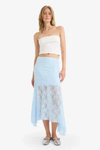 DeFacto Elastic Waist Half Lining Lace Midi Skirt