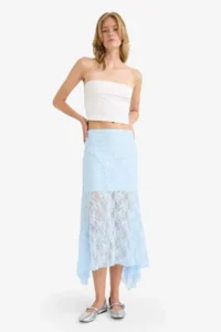 DeFacto Elastic Waist Half Lining Lace Midi Skirt - Image 2