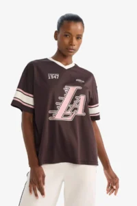 DeFacto NBA Los Angeles Lakers Oversized Tulle Short Sleeve T-Shirt - Image 3