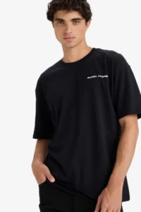 DeFacto 100% Cotton Boxy Fit Printed T-Shirt - Image 3
