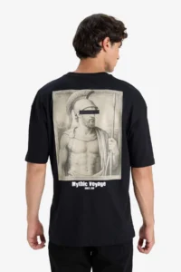 DeFacto 100% Cotton Boxy Fit Printed T-Shirt - Image 6