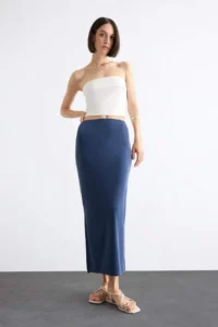 DeFacto slim Fit Narrow Kesim slit Midi Skirt - Image 2