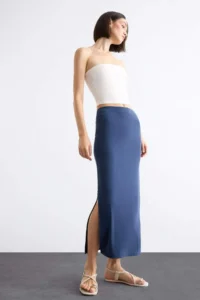 DeFacto slim Fit Narrow Kesim slit Midi Skirt - Image 3