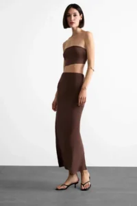 DeFacto slim Fit Narrow Kesim slit Midi Skirt - Image 3