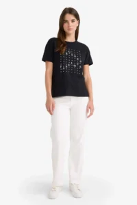 DeFacto 100% Cotton Relax Fit Printed Combed Cotton T-Shirt - Image 2