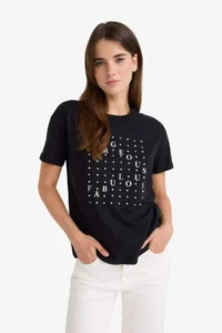 DeFacto 100% Cotton Relax Fit Printed Combed Cotton T-Shirt - Image 3