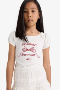 DeFacto Crew Neck Printed T-Shirt Girls' - Image 2