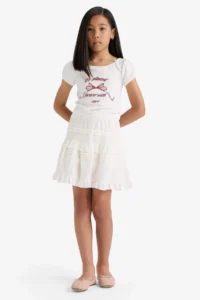 DeFacto Crew Neck Printed T-Shirt Girls' - Image 3
