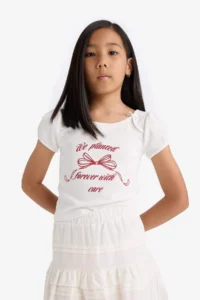 DeFacto Crew Neck Printed T-Shirt Girls' - Image 5