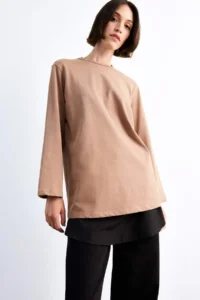 DeFacto Relax Fit Semi-Elastic Band Waist Poplin Hijab Concealer Piece - Image 3