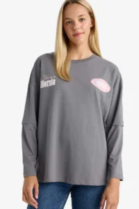 DeFacto 100% Cotton Loose Fit Back Printed T-Shirt - Image 3