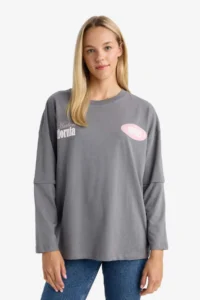 DeFacto 100% Cotton Loose Fit Back Printed T-Shirt - Image 4