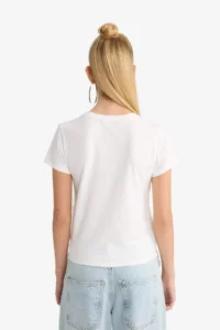 DeFacto Lace Detailed Short Sleeve T-Shirt - Image 8