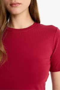 DeFacto Fitted Crop Basic Plain Short Sleeve T-Shirt - Image 5