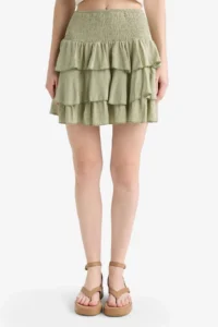DeFacto Normal Waist Crinkle Flounce Viscose Mini Skirt - Image 4