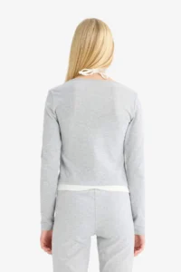 DeFacto Barbell Collar Rib Long Sleeve T-Shirt - Image 5