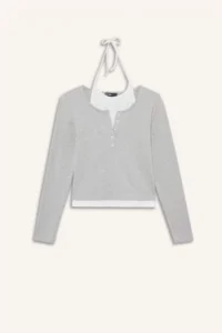 DeFacto Barbell Collar Rib Long Sleeve T-Shirt - Image 6