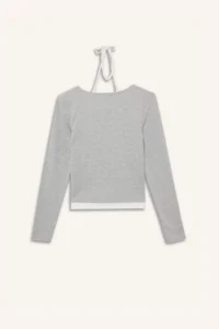 DeFacto Barbell Collar Rib Long Sleeve T-Shirt - Image 8