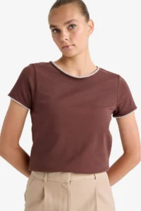 DeFacto Regular Fit Crew Neck Ribbed Short Sleeve T-Shirt - Image 3