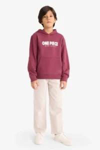 DeFacto One Piece Hooded Soft Furry Back Printed Sweatshirt Boy - Image 2