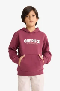 DeFacto One Piece Hooded Soft Furry Back Printed Sweatshirt Boy - Image 3