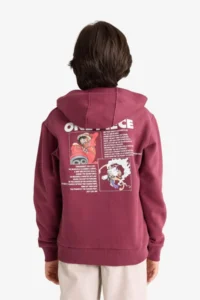 DeFacto One Piece Hooded Soft Furry Back Printed Sweatshirt Boy - Image 5