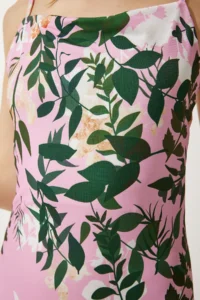 Happiness İstanbul Women's Pink Floral Slit Summer Dress - Image 6